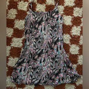 Vintage 100% Silk Paisley Print Slip Dress Size Small